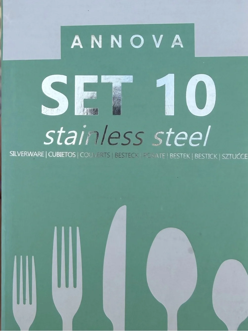 ANNOVA NWT 10pc Stainless Steel silverware set -silver/brown - Picture 10 of 10